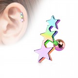 Cartilage hélix, tragus 51 - PVD étoiles