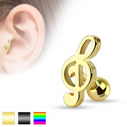 Cartilage hélix, tragus 50 - PVD clé de sol