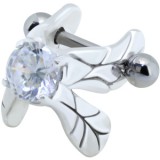 Piercing hélix 23 - Feuille avec zircone
