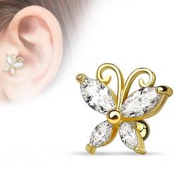 Cartilage hélix, tragus 333 - Papillon plaqué-or