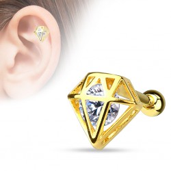 Cartilage hélix, tragus 326 - Diamant plaqué-or