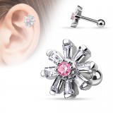 Cartilage hélix, tragus 60 - Fleur strass rose