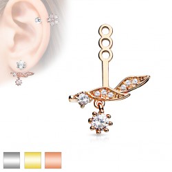 Jacket oreille 12 - Feuilles et zircones transparents