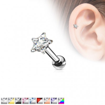OUFER 16G Helix Tragus Conch – Pendentif Étoile & Opale – Piercing Cartilage Acier 316L Doré