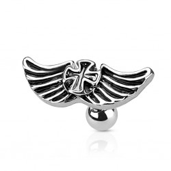 Barbell Piercing Cartilage Hélix En Acier Chirurgical - Croix Vintage - Neuf Avec étiquettes