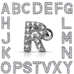 Piercing barbell 1.2mm initiales avec strass