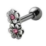 Cartilage hélix, tragus 216 - Deux fleurs
