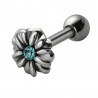 Cartilage hélix, tragus 217 - Fleur strass bleu-clair