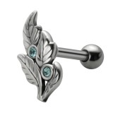Cartilage hélix, tragus 287 - Feuille strass bleu-clair