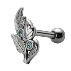 Cartilage hélix, tragus 287 - Feuille strass bleu-clair
