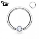 Piercing anneau 1,6mm 15 - Un bord attaché strass transparent