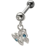 Cartilage hélix, tragus 03 - Papillon deux strass
