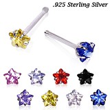 Piercing nez droit 0,8mm 27 - Argent cristal étoile