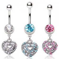 Piercing nombril coeur 18 - Multistrass