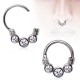 Piercing septum, oreille 30 - Trois strass ronds