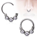 Piercing septum 30 - Trois strass ronds