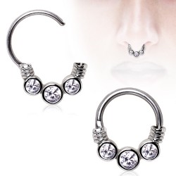 Piercing septum 30 - Trois strass ronds