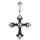Piercing nombril croix 18 - Médiévale cinq strass