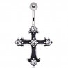 Piercing nombril croix 18 - Médiévale cinq strass