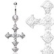 Piercing nombril croix 21 - Médiévale grise strass