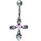 Piercing nombril croix 22 - Médiévale coeur rose