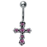 Piercing nombril croix 23 - Médiévale lilas