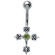Piercing nombril croix croix médiévale vert pomme (24)