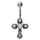 Piercing nombril croix 26 - Médiévale zircones transparents
