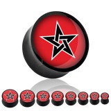 Plug courbe acrylique croix fond rouge