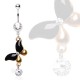 Piercing nombril papillon noir et jaune (70)
