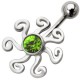 Piercing nombril soleil tribal vert pomme (D190)