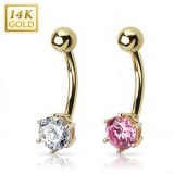 Piercing nombril or 14K 01 - Zircone rond