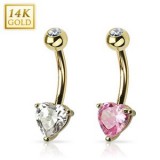 Piercing nombril or 14K 02 - Zircone coeur