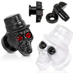 Plug dévissable acrylique tête de mort blanc ou noir