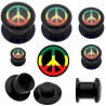 Plug acrylique dévissable rasta peace (ACRY43)