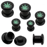 Plug acrylique dévissable black cannabis