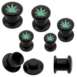 Plug acrylique dévissable black cannabis