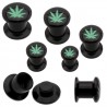 Plug acrylique dévissable black cannabis (ACRY60)