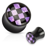 Plug courbe acry quadrillage lilas