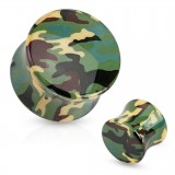 Plug acrylique courbe camouflage kaki