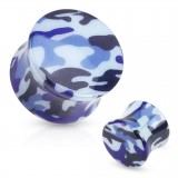 Plug acrylique courbe camouflage bleu
