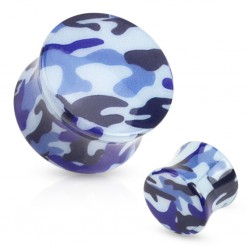 Plug acrylique courbe camouflage bleu
