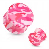 Plug acrylique courbe camouflage rose