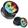 Plug acrylique dévissable crâne multicolore (ACRY109)