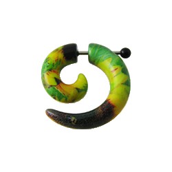 Faux-écarteur acry 25 - Spirale verte jaune et noire