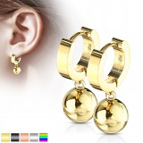 Anneaux oreilles acier 25 - PVD boule pendante