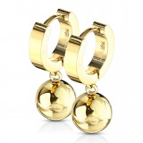 Anneaux oreilles acier 25 - PVD boule pendante