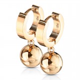 Anneaux oreilles acier 25 - PVD boule pendante