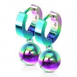 Anneaux oreilles acier 25 - PVD boule pendante