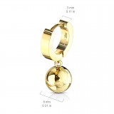 Anneaux oreilles acier 25 - PVD boule pendante